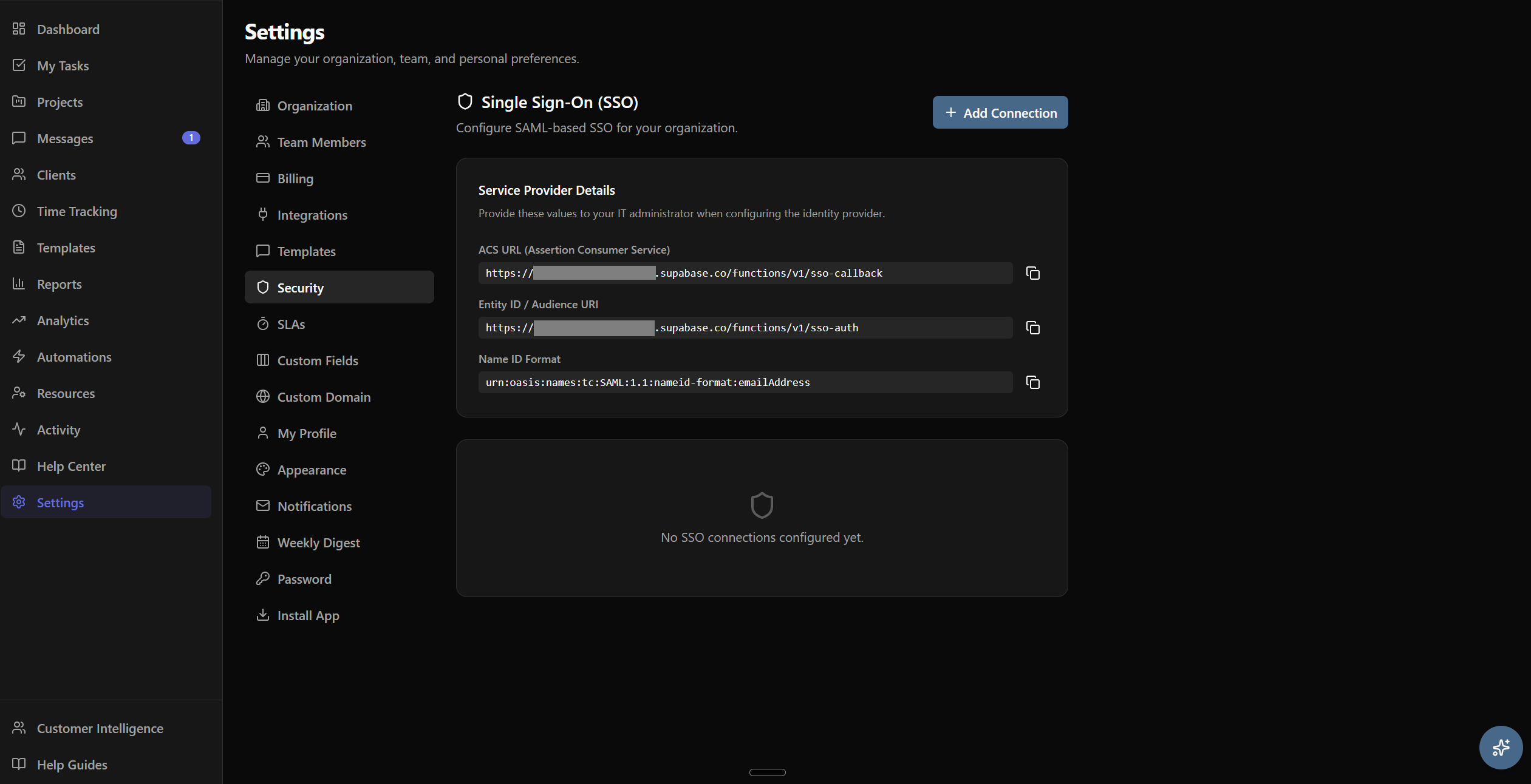 GoLiveFlow enterprise security and SSO configuration settings